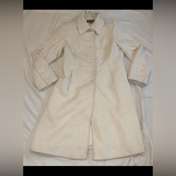 Anne Klein Women's Ivory Coat Size 10 Winter Outerwear Classic With Pockets - Picture 3 of 11